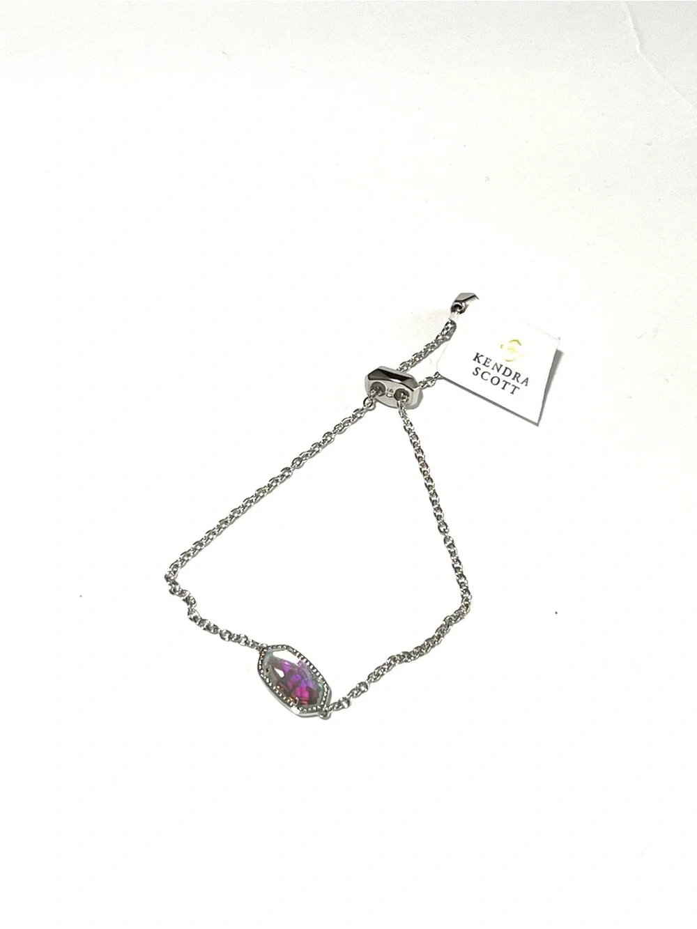 Kendra Scott Elaina Silver Adjustable Chain Bracelet In Amethyst February